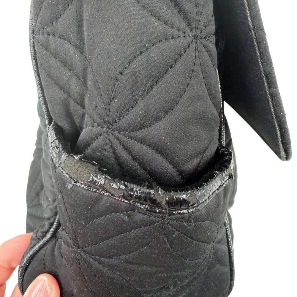 DONNA SHARP BLACK QUILTED CROSSBODY BAG LEOPARD INTERIOR ADJUSTIBLE STRAP - Picture 7 of 15